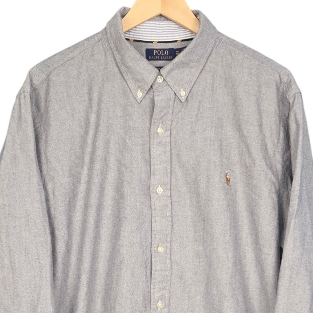 Polo Ralph Lauren Button Down Shirt Mens XXL Gray Classic Fit Oxford Long Sleeve